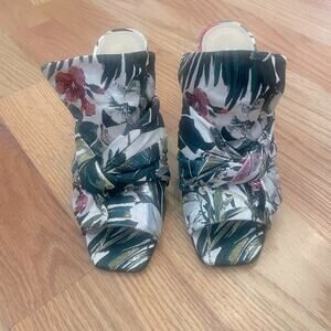 Marc Fisher Ltd Floral Plant Square Heels size 7 3 1/2 inch heel leather…